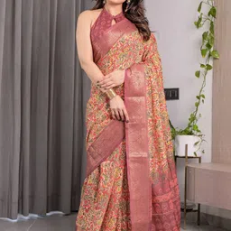 MAHARANI COUTURE Floral Pure Cotton Fusion Jamdani Saree image 5