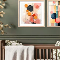 Kotart Brown & Red 2 Pieces Wooden Abstract Printed Wall Arts image 3