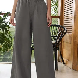 Bewakoof Women Grey Linen Pants-image-93