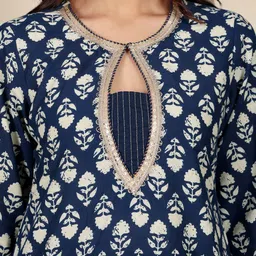 Varanga Women Ethnic Motifs Printed Sequined Details Kurta with Trousers image 2