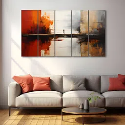 The Castle Decor Red & Grey 5 Pieces Printed Wall Art-picture-33