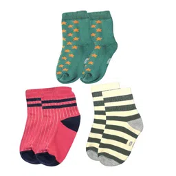 BAESD Kids Pack Of 3 Patterned Cotton Ankle-Length Socks-picture-38