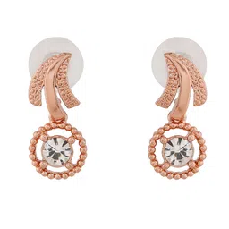 Estele Rose Gold Plated Palm Tree Designer Pendant Set with Crystals image 5