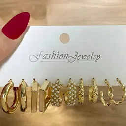 TheVineGirl Set Of 5 Geometric Hoop Earrings-picture-26