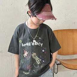 LULU & SKY Boys Printed V-Neck Raw Edge Boxy T-shirt-picture-19