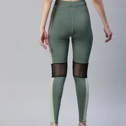 Blinkin Women Mint Green Rapid Dry Tights with Breathable Mesh Panels & Side Pockets image 3
