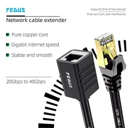 FEDUS Cat8 Ethernet Extension Cable RJ45 Shielded Male to Female 40 Gbps 1 m image 5