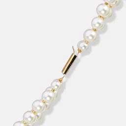 Anouk Gold Plated & White Pearl Stone Studded & Layered Fusion Jewellery Set image 3