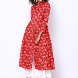 Vishudh Women Red & White Printed Anarkali Kurta-picture-21