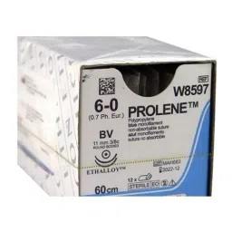 Ethicon 60 cm 6-0 USP Blue Prolene Monofilament Suture W8597 Pack of 12 Pcs image 2