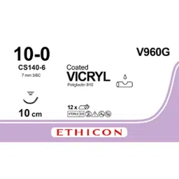 Ethicon 10-0 USP Violet Vicryl 3/8 Circle Spatulated Ultima Sutures V960G Pack of 12 Pcs-picture-48