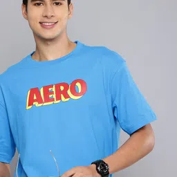Aeropostale Brand Logo Printed Drop-Shoulder Sleeves Relaxed Fit Pure Cotton Tshirt-image-35