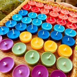 Aromatic Fables Yellow & Blue 12 pieces Tea Light Candle image 2