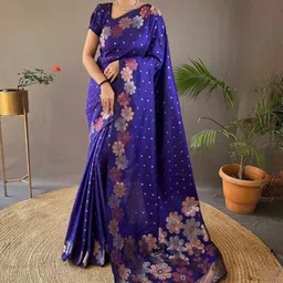 SARTHI FASHION HUB Floral Zari Silk Blend Saree-image-62