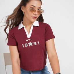 SF JEANS by Pantaloons Women Printed Polo Coller Slim Fit T-Shirts-picture-37