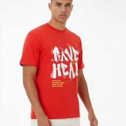 glitchez Relaxed Fit Typography Printed Pure Cotton T-shirt-image-81