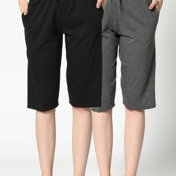 mack jonney VIMAL JONNEY Women Pack Of 2 Solid Lounge Shorts-picture-8