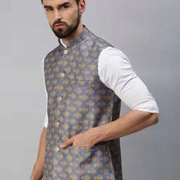 SHOWOFFFF Printed Slim-Fit Nehru Jacket image 2