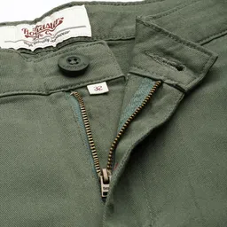 Roadster Men Olive Green Solid Regular Trousers image 5