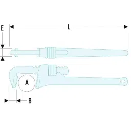 Facom Pipe Wrench, 610 mm Overall, 134A.24 image 3