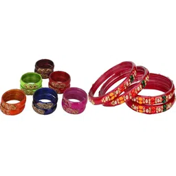 SOMIL Set Of 16 Stone Studded Bangle-image-90