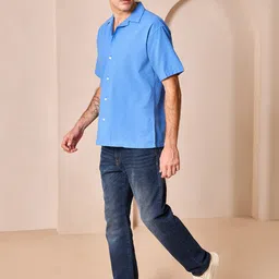 Aldeno Men Standard Relaxed Fit Textured Cuban Collar Pure Cotton Casual Shirt image 5