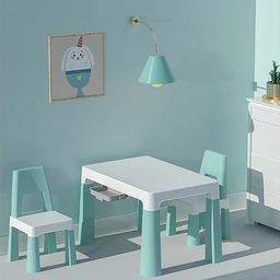 fab n funky Multifunctional Kids Table Chair Child Dining Table And Chairs Plastic - Green-picture-18