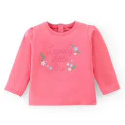 Babyhug 100% Cotton Full Sleeves T-Shirt With Floral Graphics- Pink-image-46