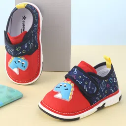 Cute Walk by Babyhug Velcro Closure Sandals with Dino Patch Applique  - Red-picture-25