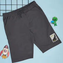 Pantaloons Junior Cotton Space Theme Patch Detailed Shorts - Charcoal Grey-picture-22