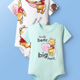 Babyoye Disney Interlock Knit Half Sleeves Onsies with Winnie The Pooh Print Pack of 2 - White & Light Green-picture-43