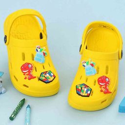 Yellow Bee Backpack & Dinosaur Applique Detailed Perforated Slingback Clogs - Yellow-picture-0