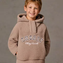 Cherry Crumble By Nitt Hyman Knit Full Sleeves Cherry Text Patch Detailed Unisex Winter Sweatshirt - Brown-picture-20