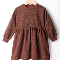 kookie kids india Kookie Kids Knitted Knit Full Sleeves Printed Frock - Brown-picture-10