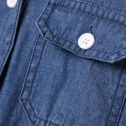 Pine Kids Cotton Woven Half Sleeves One Piece Dress with Text Print - Blue image 3