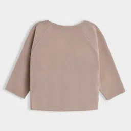 Mi Arcus Knit Full Sleeves Solid Wrapover Style Tee & Pajama Set - Light Peach image 4