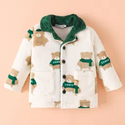 Mark & Mia Full Sleeves Winter Wear Night Suit With Animal Print - Green image 3