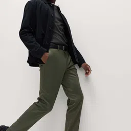 Marks & Spencer Men Smart Slim Fit Mid-Rise Stretch Formal Trousers-picture-33