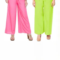 MIXFIT Women Pack Of 2 Relaxed Fit Mid-Rise Cotton Trousers-picture-39