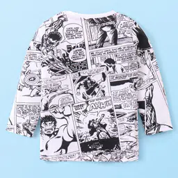 babyhug disney Babyhug Marvel Cotton Knit Full Sleeves Spider Man Graphic T-Shirt & Full Length Cut & Sew Dungaree Set - Red & Navy Blue image 4