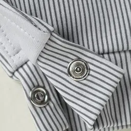 Mini Taurus Interlock Knit Full Sleeves Romper with Aeroplane Embroidery - Grey image 4