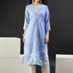Indo Era Women Floral Printed Regular Linen Kurta with Trousers & With Dupatta-picture-32