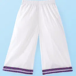 Babyhug Cotton Woven Three Fourth Sleeves Cambric Floral Printed Kurti Palazzo &  Dupatta Set - White image 5