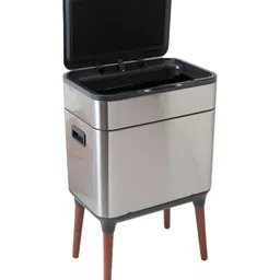 The Better Home FUMATO Grey Stainless Steel Motion Sensor & Dual Compartment Dustbin 18 L image 2