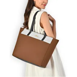 Lavie Womens Brown Eliana Colorblock Tote Bag (L)-image-63