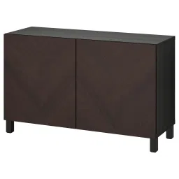 ikea bestå Storage combination with doors, black-brown Hedeviken/Stubbarp/dark brown stained oak veneer, 120x42x74 cm image 1