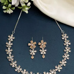 ZENEME Rhodium-Plated Stones Studded Jewellery Set-picture-36