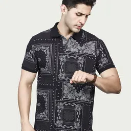 BE POSITIVE Men Geometric Printed Polo Collar T-shirt-picture-30