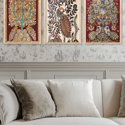 Kotart Brown & White 3 Pieces Floral & Botanical Printed Wooden Wall Arts image 3