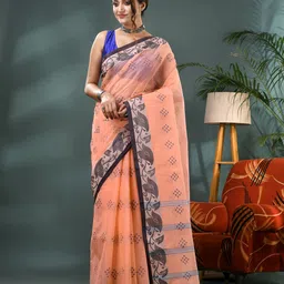 DESH BIDESH Woven Design Pure Cotton Taant Saree image 4
